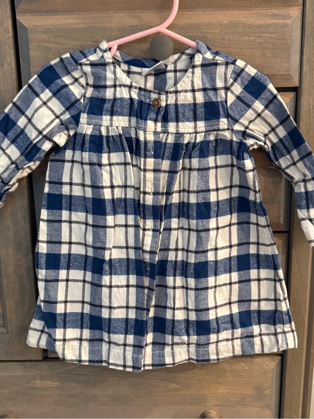 Hanna Andersson Blue and White Plaid Button-Front Dress Top